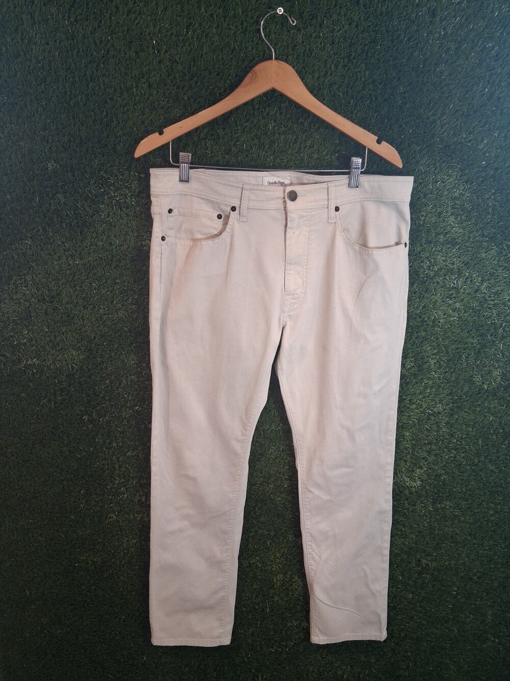 Goodfellow & Co Men's Slim Fit Corduroy Pants 36x30 Khaki Cream 5-Pocket